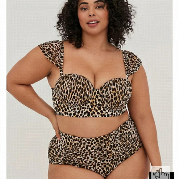 TORRID Retro Chic cheetah Swim Top 0x CD- L/XL - Picture 1 of 8
